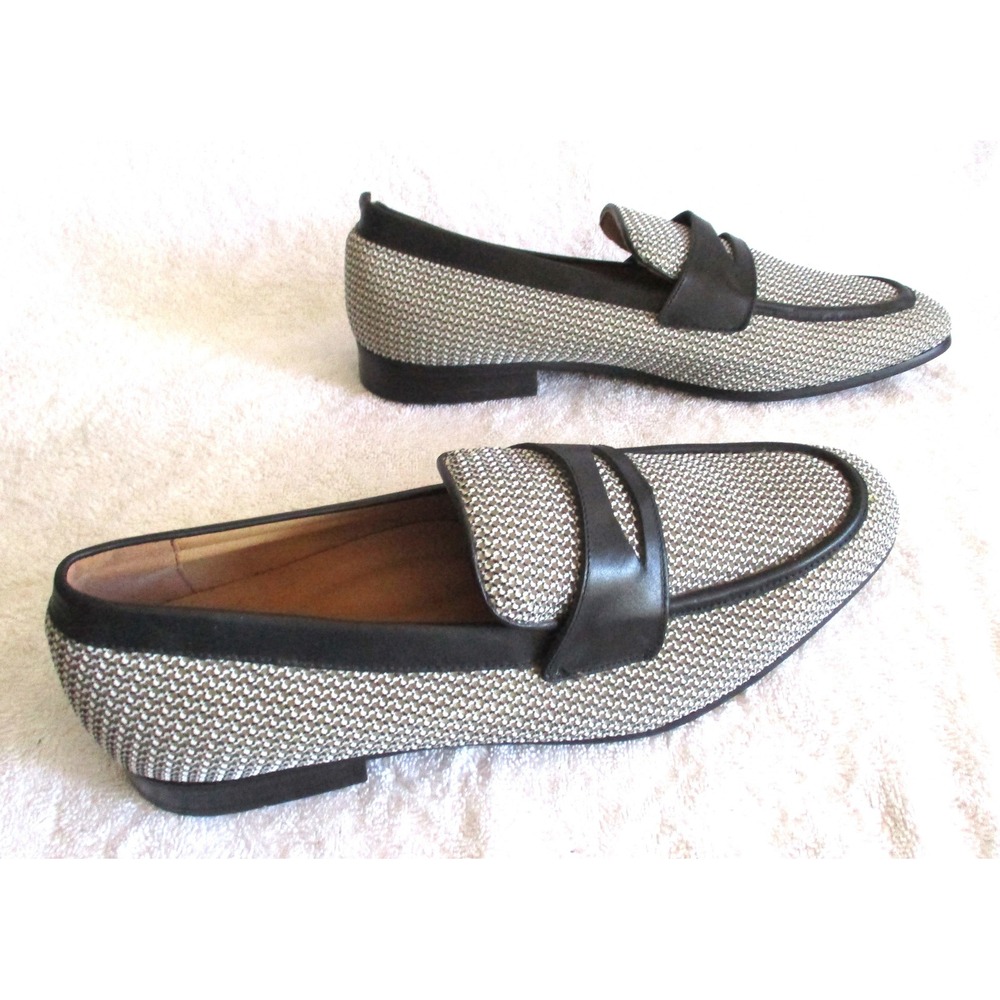 Steve Madden Enmeshed Mens Loafers Black White Woven Penny Loafer Enme01m1 12M - Picture 3 of 10